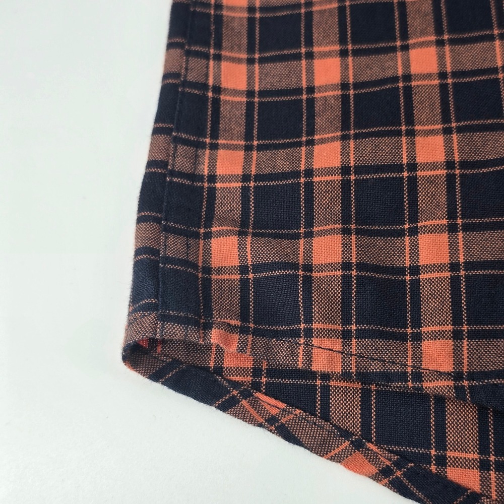 L.L. Bean Button Down Shirt Mens XL Orange Navy Plaid Slightly Fitted - Picture 12 of 16